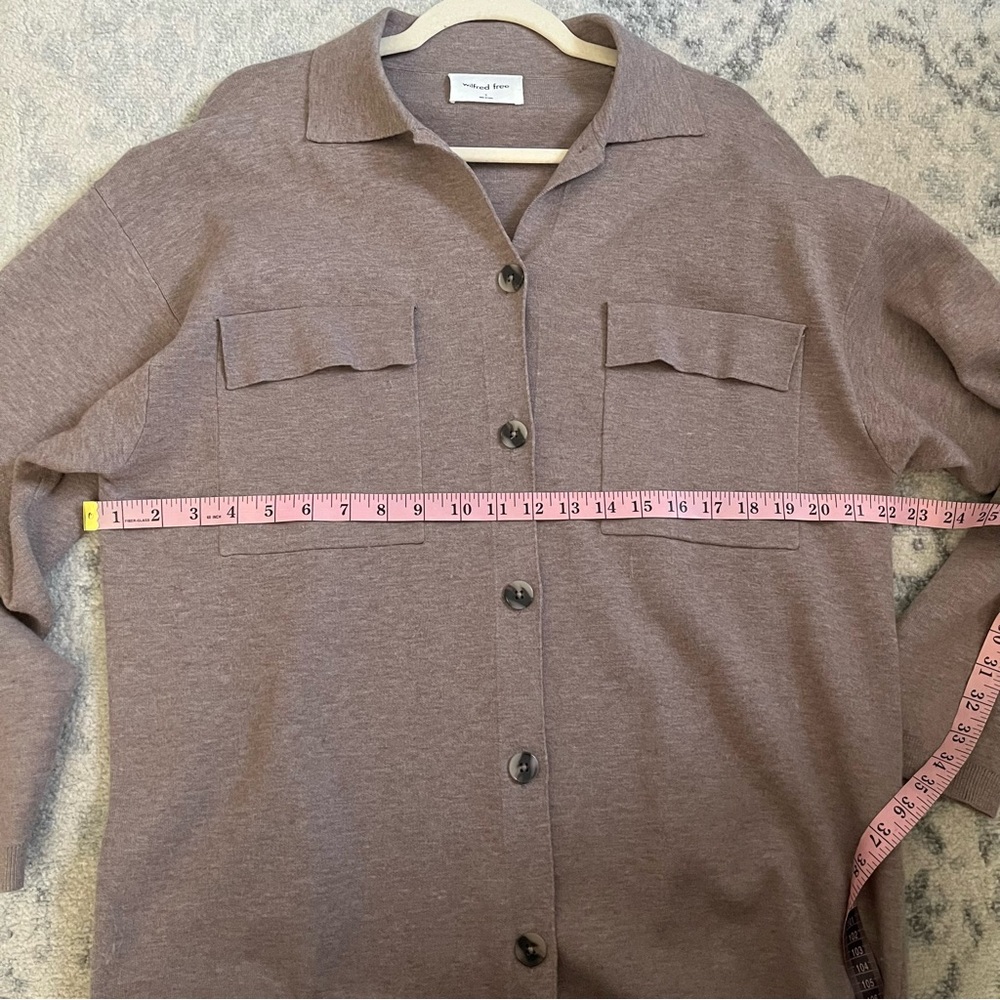 Aritzia Wilfred Free Ronnie Shirt Jacket Sweater Button Front Beige - Picture 6 of 7